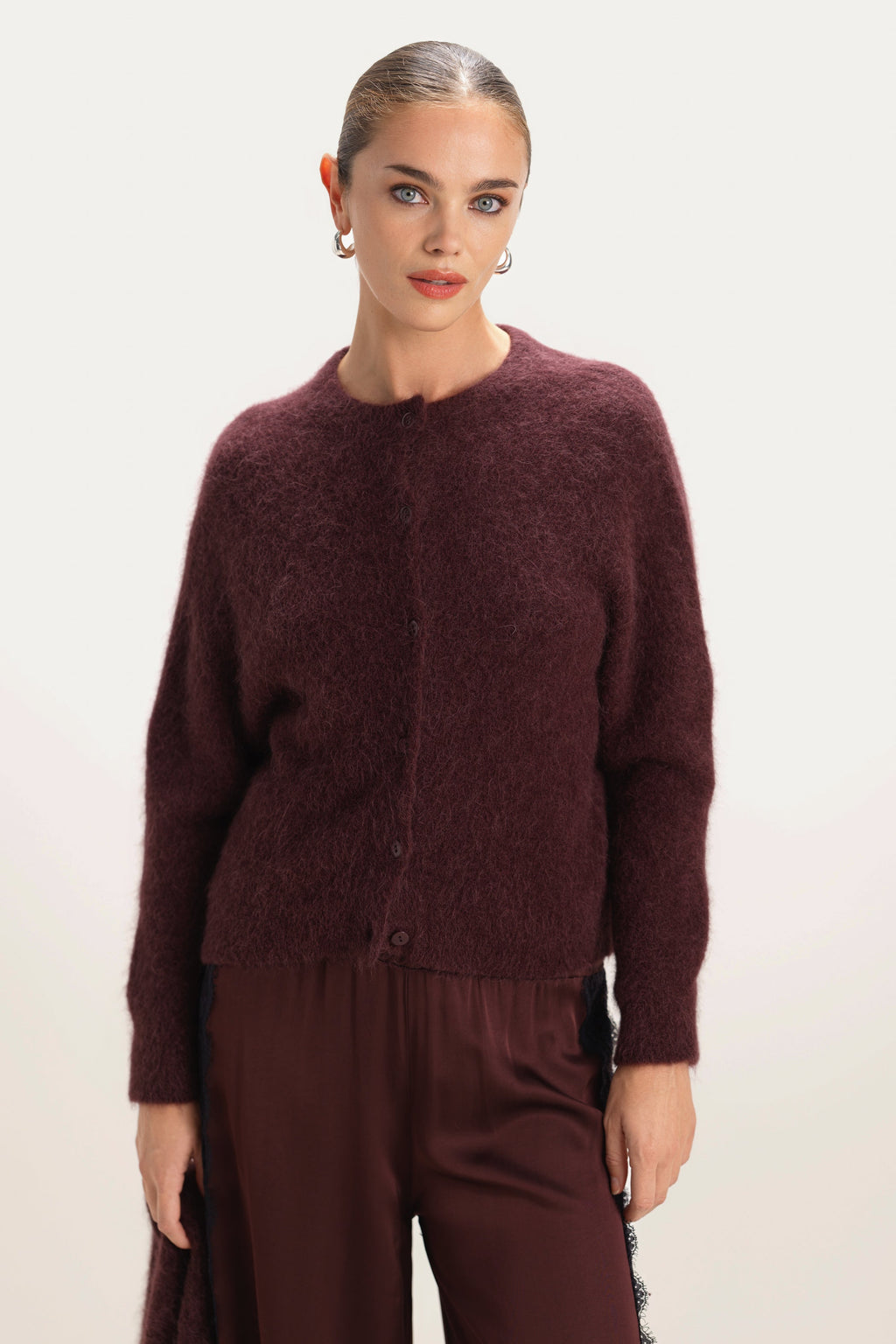 Evie Button Up Cardigan | Amethyst Plum | Alpaca-Wool Blend