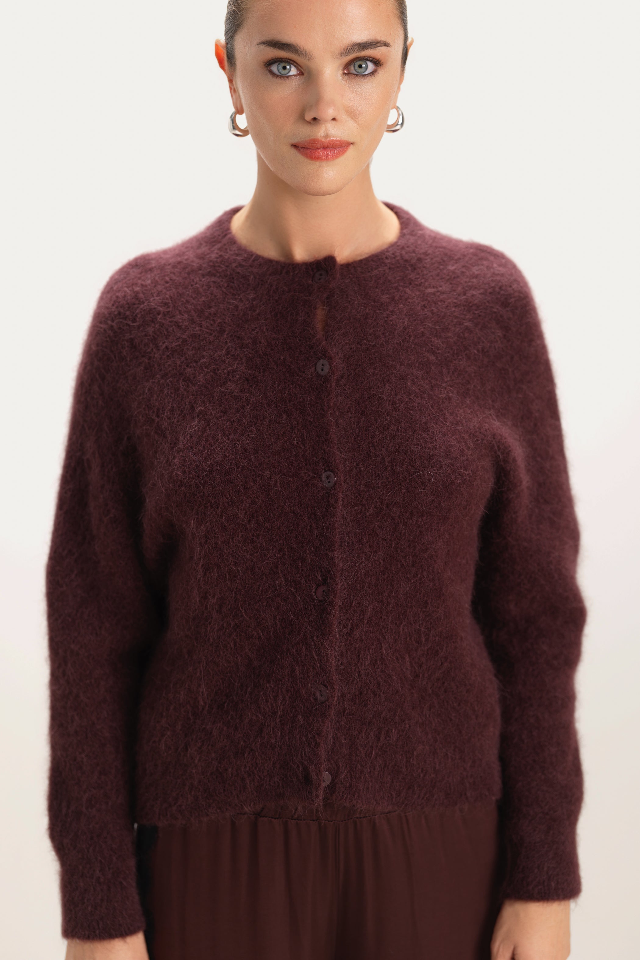 Evie Button Up Cardigan | Amethyst Plum | Alpaca-Wool Blend