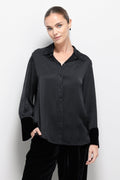 Caroline Velvet Cuff Shirt | Black