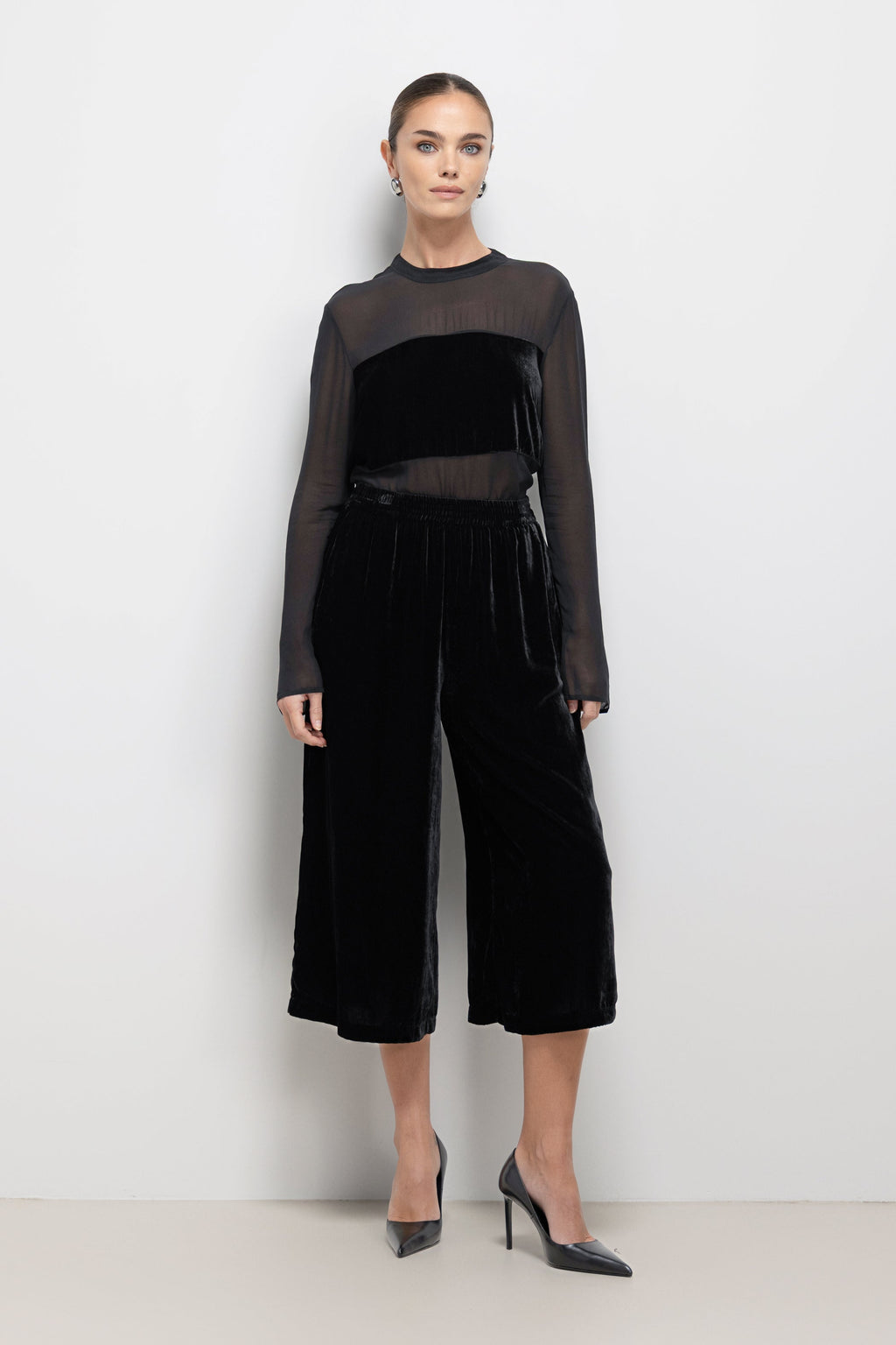 Dolores Sheer Velvet Top | Black