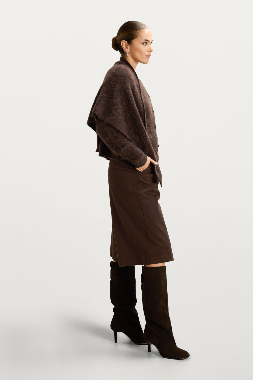 Evie Triangle Maxi Scarf | Espresso Brown | Alpaca-Wool Blend