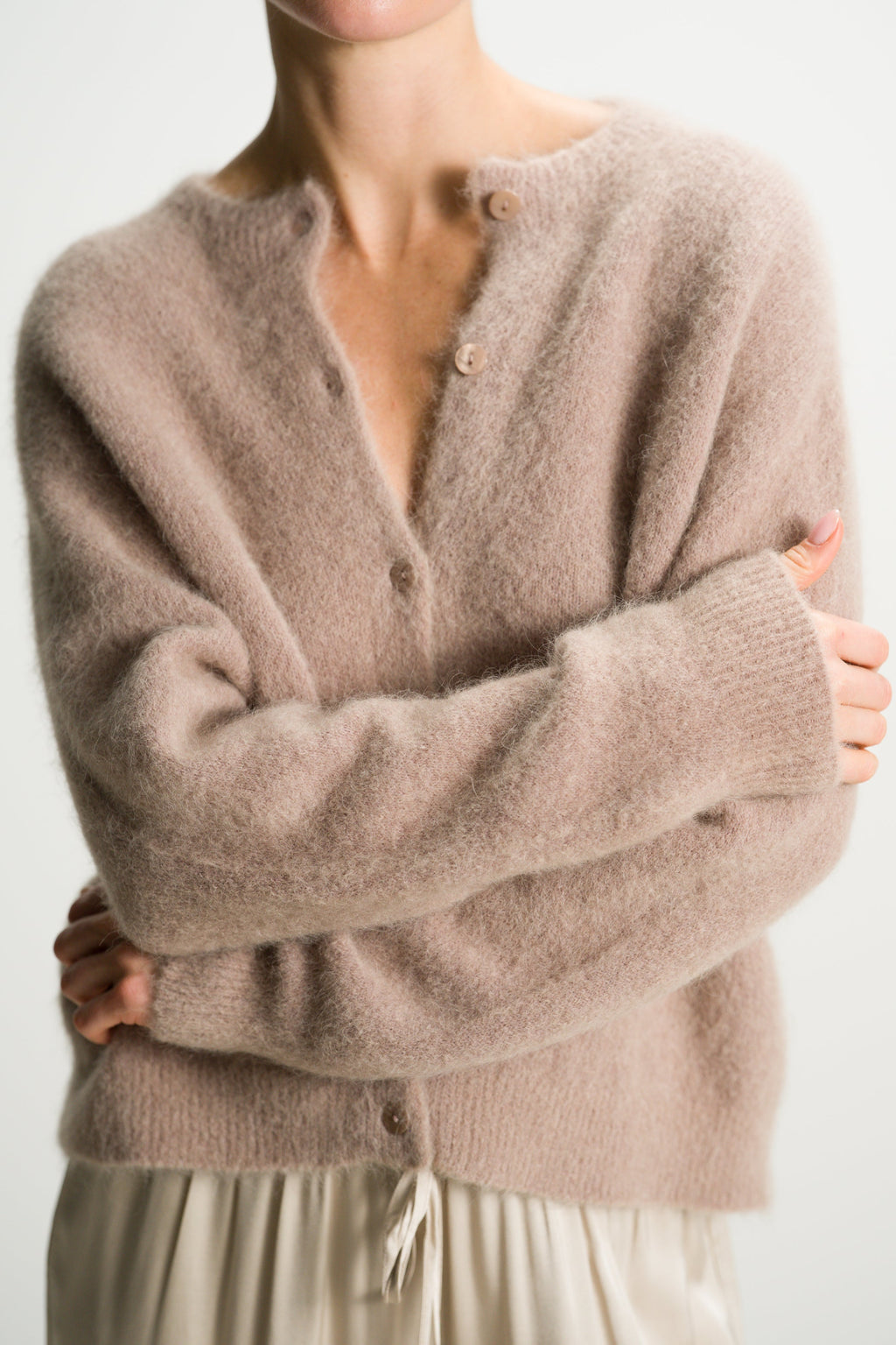 Evie Button Up Cardigan | Taupe | Alpaca-Wool Blend