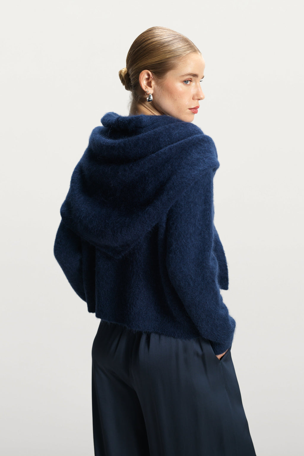 Evie Button Up Cardigan | Navy | Alpaca-Wool Blend