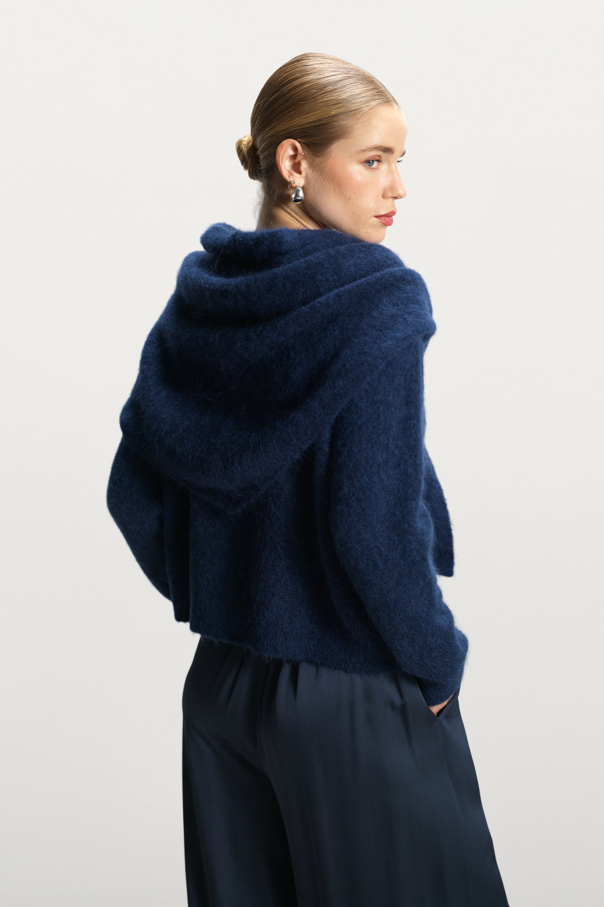 Evie Button Up Cardigan | Navy | Alpaca-Wool Blend