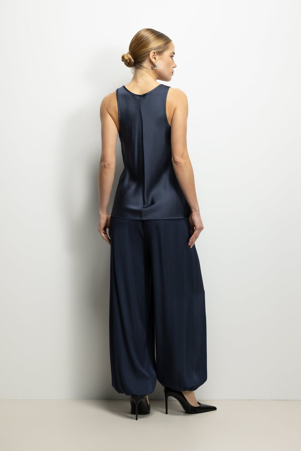 Belle Balloon Satin Trousers | Ink